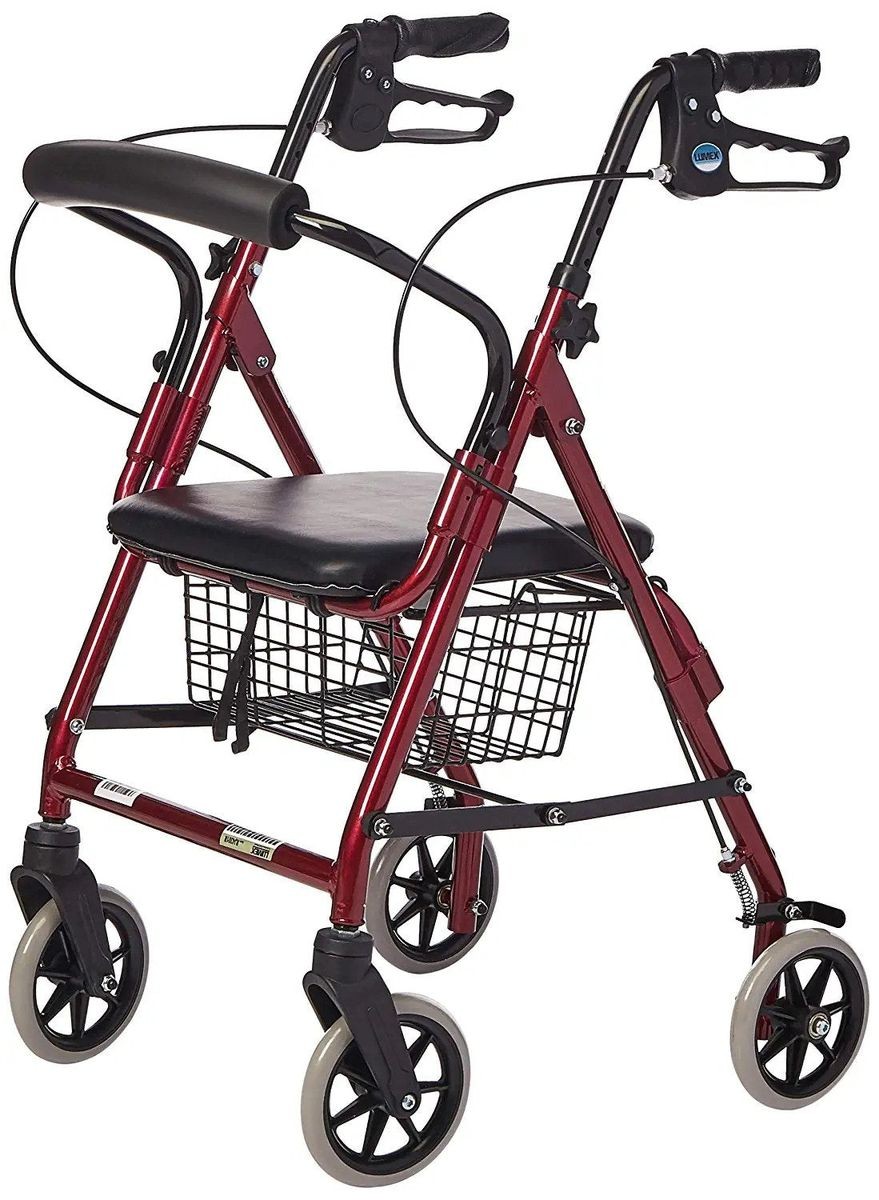 Aluminium Lightweight Walker Rollator for Elderly with Open Basket - Red (2)Standard