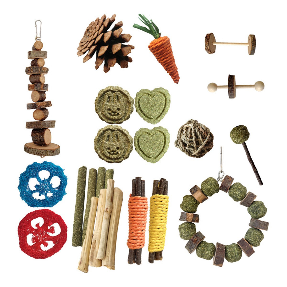 24-Piece Natural Small Pet Chew Toy Set - Hamster Teeth Grinding Sticks & WoodStandard