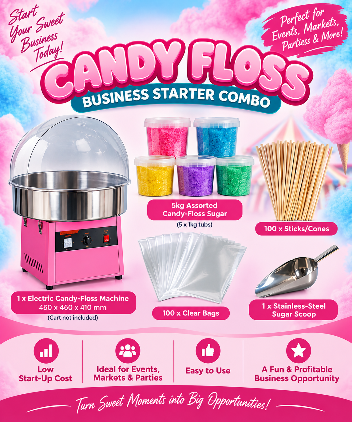 Candy-Floss Business Starter Combo - Small 460mm