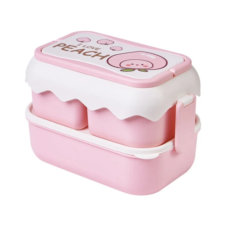 3-Compartment Double-Layer baby/toddler Lunch Box | Pink