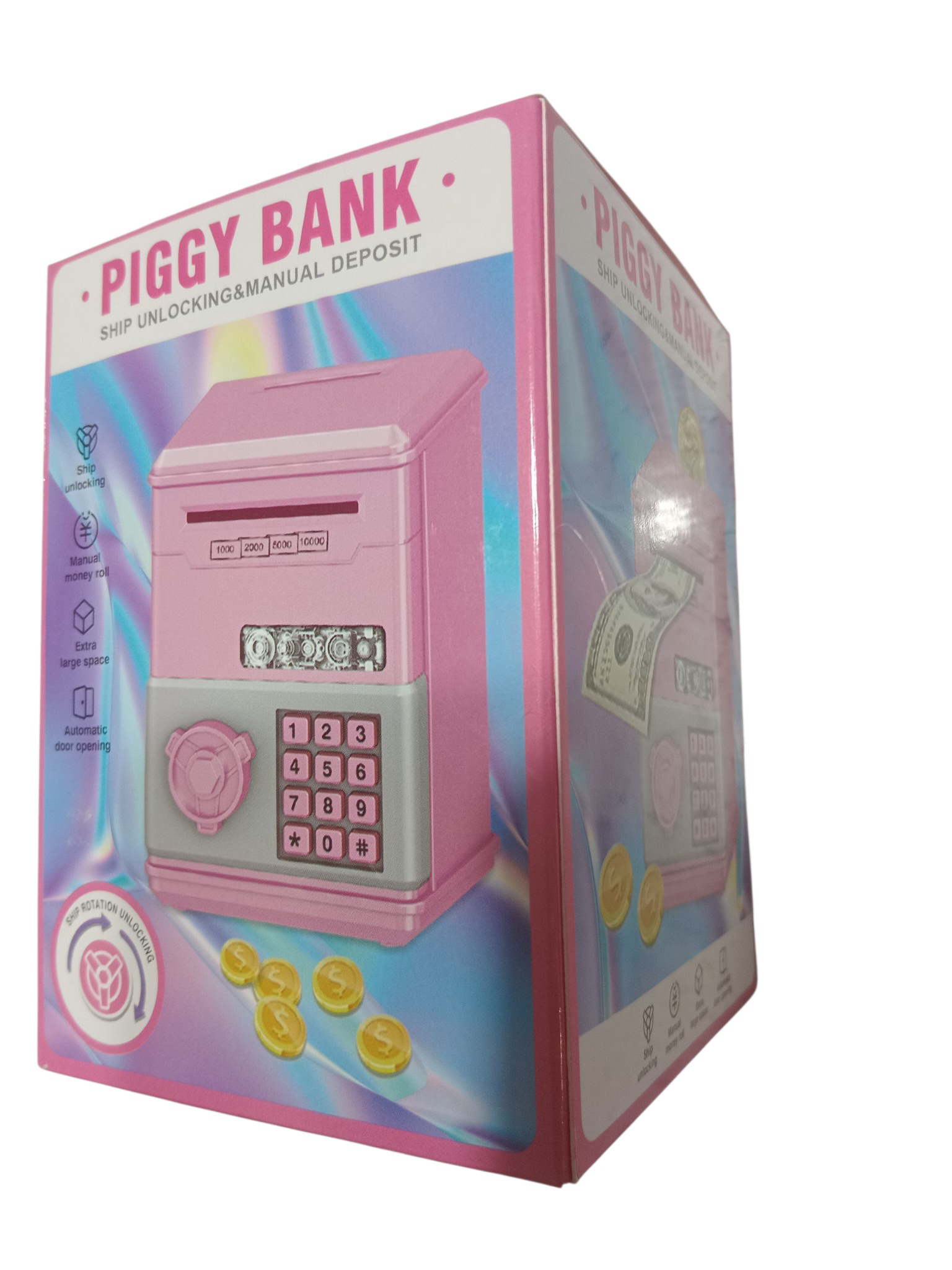 Kids Pink piggy bank money safe Storage Box